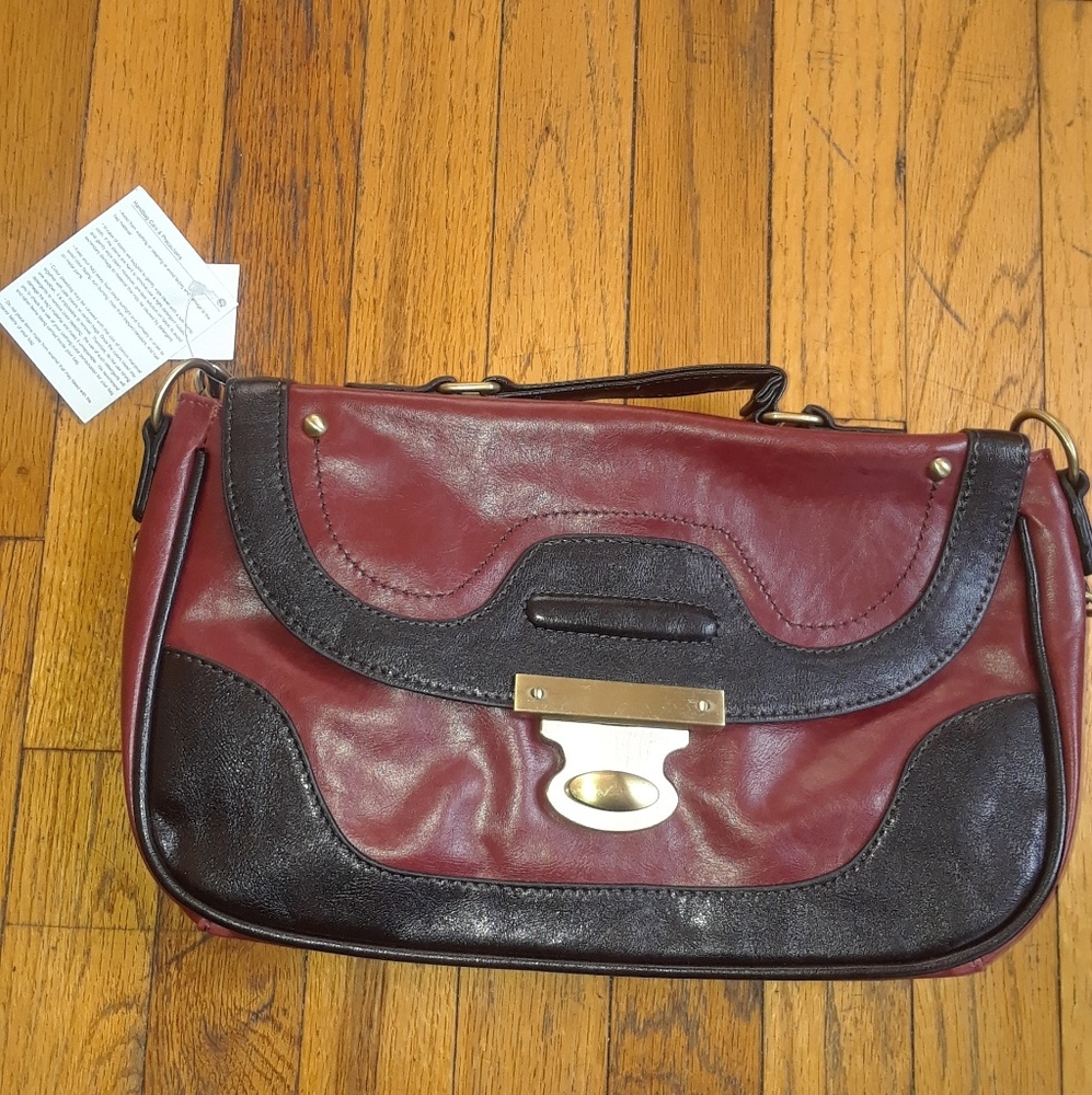 Burgundy/Black Hand Bag/Purse